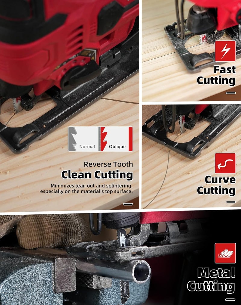 EZARC Jigsaw Blades Set 30pcs with Storage Case, Assorted T-Shank Replacement Jig Saw Blades for Cutting Wood, Plastic and Metal - Image 4